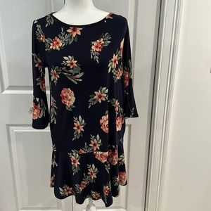 MTS Navy Blue Floral Dress with pockets